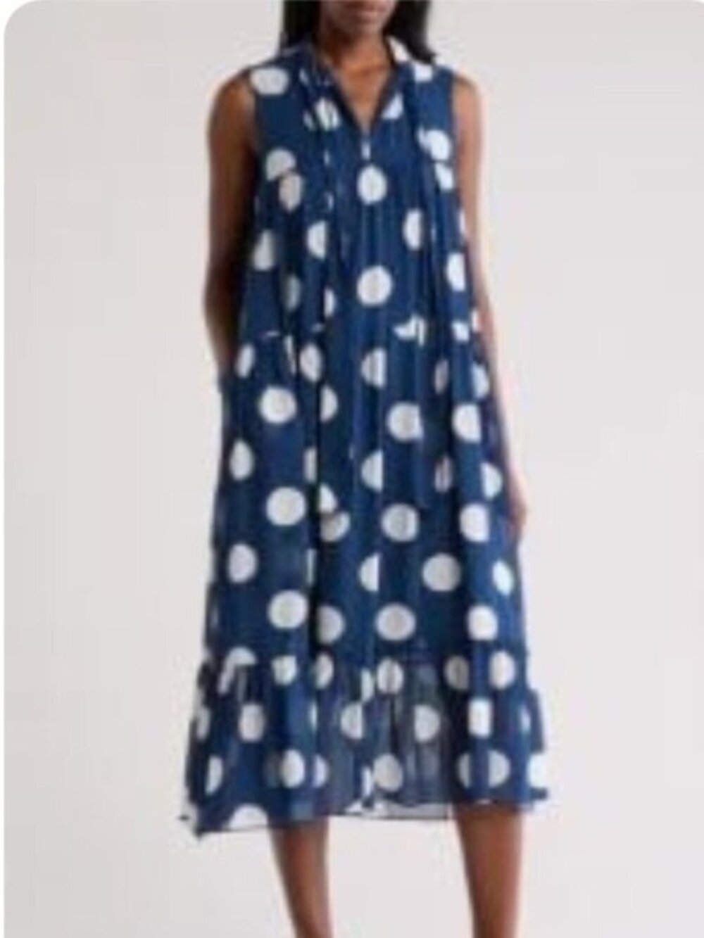 Melloday Polka Dot Flowy Bow Tie Lightweight Stretch Maxi Dress